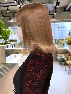 リムレスバイサンク 万代 新潟駅(LIMLESS by cinq) ミルクティーベージュダブルカラーグレージュカラーハイライト