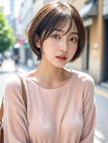 ムウ 難波(MOU)&nbsp;ナチュラルボブルフ黒髪ネビージュ小顔ワンレン20代30代40代50代