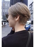 ハンサムショート/前髪なし/ハイライト/ショートヘア/銀座有楽町