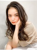 シャギーレイヤーロング韓国ワンホンヘアシースルーぱっつん前髪