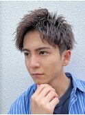 メンズショートビジネススーツ髪型大人メンズアップバング