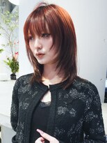 シオン(shion) ミディアムレイヤーカット前髪カット韓国ヘア_F21341