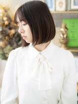 カバーヘア イヴ 戸頭店(COVER HAIR EVE)&nbsp;大人ガーリーダークアッシュ小顔ぱっつんボブ20代30代40代