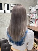 ハイトーンパールグレーレイヤーカットダブルカラーケアブリーチ