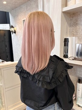 キャアリー(Caary) 福山美容室Caary 髪質改善ピンクベージュブリーチうるつや20代