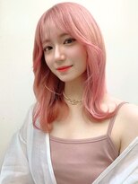 ランテルディ 渋谷(LANTERDIT)&nbsp;ペールピンク　くびれヘア　ケアブリーチ　顔周りカット