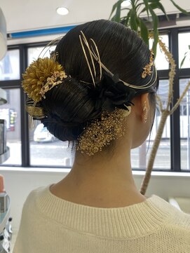 プランタン フォー ヘアー(printemps FOR HAIR) __成人式ヘアセット__タイトヘア__水引きアレンジ