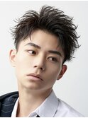メンズカット無造作黒髪スパイキーショート刈り上げビジネス流行