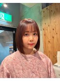 ぷつっとボブ×オレンジカラー