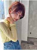 ナチュラルボブ前髪あり30代40代50代ショートボブウルフカット