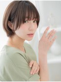 ★ナチュラルブラウン耳掛けマッシュショートボブ30代40代★1