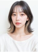インナーカラーくびれミディアムレイヤーカットp1北浦和20代30代
