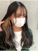 前髪インナーカラーベージュロング！