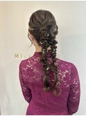 トレンドおしゃれ＊金箔編みおろしツイン　結婚式お呼ばれヘア