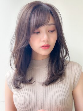 アグノス 青山(Agnos) ★小顔ワンカールレイヤーカットくびれヘアアプリコットオレンジ