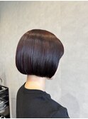 ミニボブ×暗めカラー×切りっぱなし20代30代40代艶感