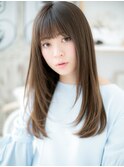 ショコラブラウン斜めバングレイヤーロングh3越谷20代30代40代
