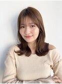 こなれミディ☆外ハネくびれレイヤー 小顔 ショコラブラウン