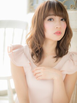 大波純一美容室パーティハン ミルクティーベージュ韓国風巻きくびレイヤーa小山10代20代30代