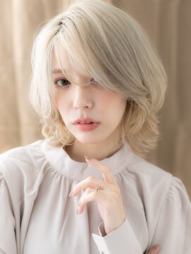 カバーヘア イヴ 戸頭店(COVER HAIR EVE) 金髪ハイトーンカラー小顔ハッシュレイヤーボブウルフ20代Te2