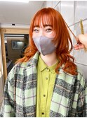 オレンジカラーウルフロングウルフ暖色カラーオレンジカラー