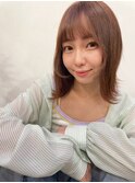 韓国レイヤーボブ×ピンクベージュ