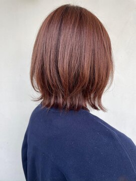 ヘアーメイクパウダー 天王寺寺田町店(Hair make powder) 大人可愛い20代30代40代小顔ウルフレイヤーボブオレンジ