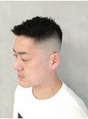 メンズフェードカットサイドパートアッシュブラック【新大阪】
