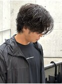 センターパート/フェザースパイラル/パーマ/ウルフ/メンズ