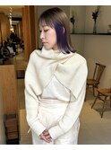 ハイトーンインナーパープル×切りっぱなしボブ