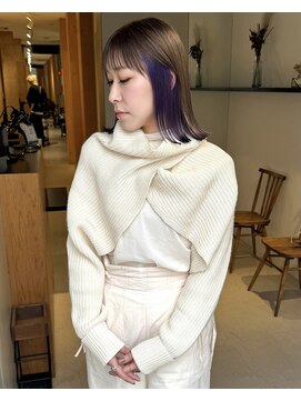 チャコレ 北千住店(Chacolle) ハイトーンインナーパープル×切りっぱなしボブ