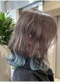 エンドカラー/裾カラー/ボブ/ブルーカラー/クラゲヘアー