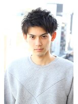 ハピネス 河原町店(Happiness) アップバングツーブロック無造作ショートアッシュブラック