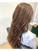 ハイライト×ウェーブ巻き