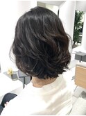 ボブでコテ巻き風パーマ 30代40代50代ヘア