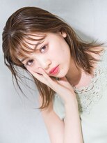 鎖骨レイヤーミディアムくびレイヤーシアーカラーカーキベージュ