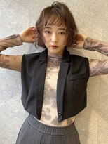 アース 三軒茶屋店(HAIR&MAKE EARTH) 三軒茶屋_レディース_ミディアム_ブラウン_コテ巻き_ボブパーマ