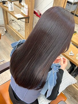 ナンバー アンフィール 渋谷(N° anfeel) 丸型卵形切りっぱなしボブエアリーロング美髪ピンクブラウン渋谷