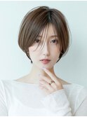 オリーブベージュ/大人ガーリーショートボブ/ウエットヘア