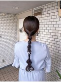 タイトヘア　編みおろし　お呼ばれヘア