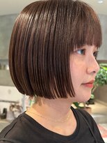 ハウ 心斎橋(how)&nbsp;前髪ありショートボブ透明感カラー夏カラーブリーチなしカラー