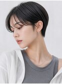 シースルーバング丸みショート|小顔見え大人ショート