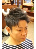 メンズショートスタイル アップバング