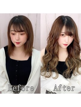 あるじゃんすー 梅田店 ミルキーブラウン#シールエクステ#ゆるふわウェーブ#小顔ヘア