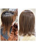 白髪ぼかしハイライト効果◎ミルクティーベージュ