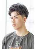 メンズカジュアル アップバングパーマ センターパート S