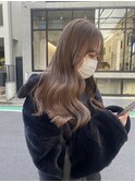 黒髪/グレーベージュ/レイヤーロング/前髪パーマ[横浜駅]