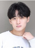 韓国マッシュニュアンスパーマツーブロックセンターパート