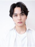 センターパートメンズマッシュ刈り上げメンズカット眉毛パーマ