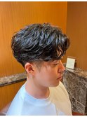 銀座　理容室　ナチュラルパーマ　センターパート